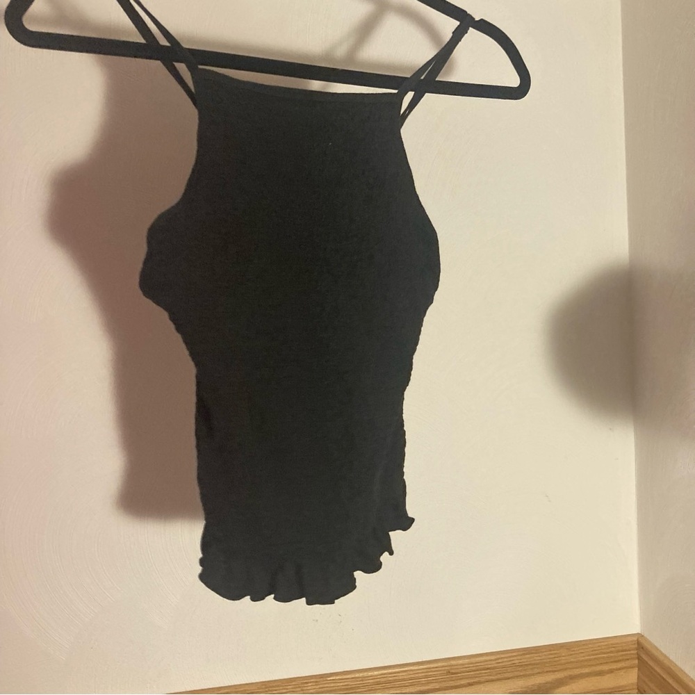 SO Black Ruffled Fitted Camisole